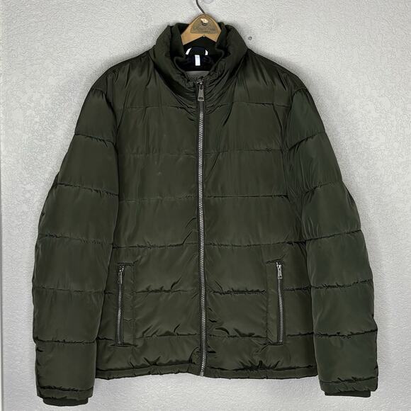Cole Haan Mens Puffer Coat Jacket Olive Green Outdoors Preppy Size L - Picture 2 of 6